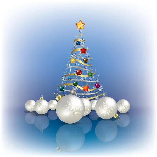 Julgran och dekorationer — Stock vektor