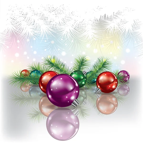 Noel ağacı ve renkli süslemeleri — Stok Vektör
