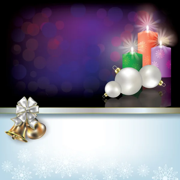 Kerstmis achtergrond met kaarsen en decoratie — Stockvector