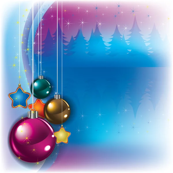 Saludo abstracto con decoraciones navideñas — Vector de stock