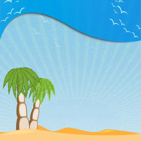 Palmen en woestijn — Stockvector