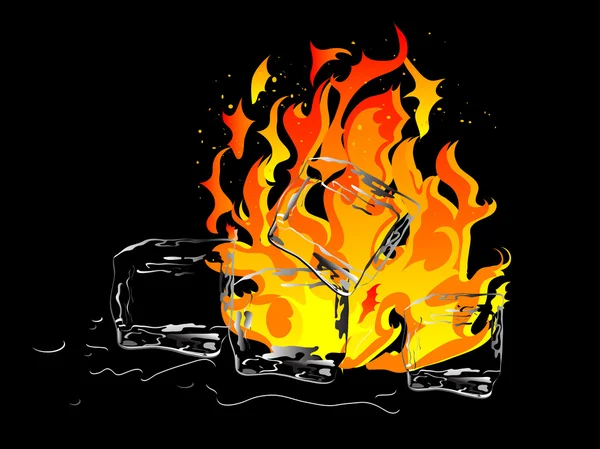 Is och eld — Stock vektor