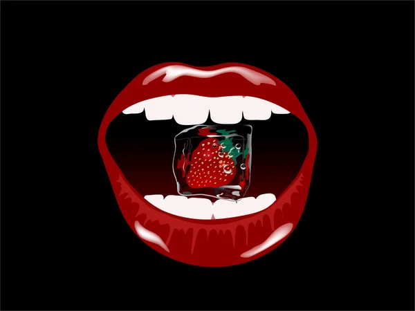 速冻的草莓 — 图库矢量图片