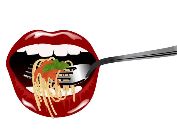 Spaghetti på gaffeln — Stock vektor