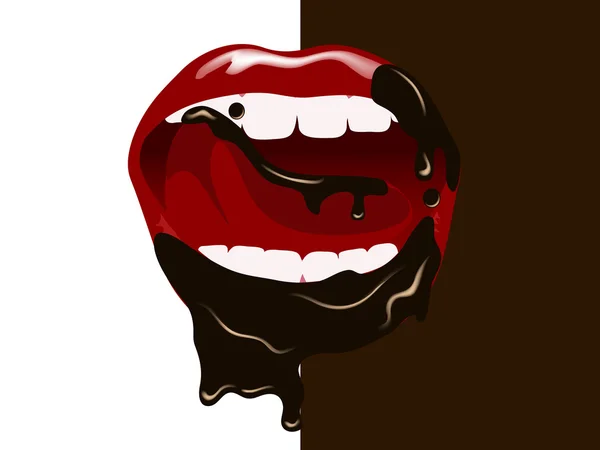 Lábios de chocolate —  Vetores de Stock