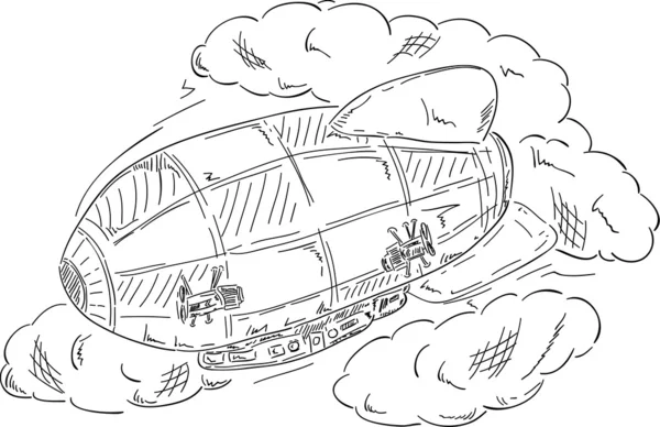 Luftschiff auf Wolken — Stockvektor