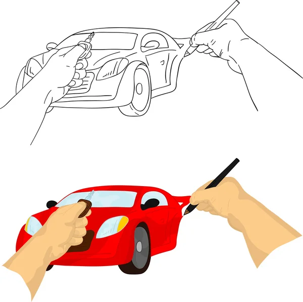 Rysunek ręka samochód — Wektor stockowy