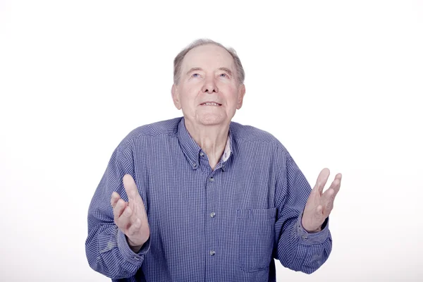 stock image Elderly man looking up with expectant look