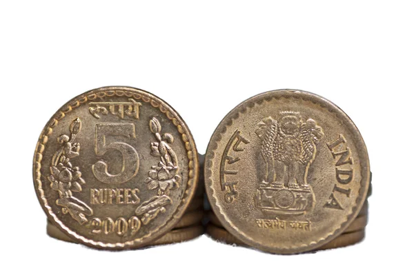Moneda india de primer plano aislada en espacio de copia blanca — Foto de Stock