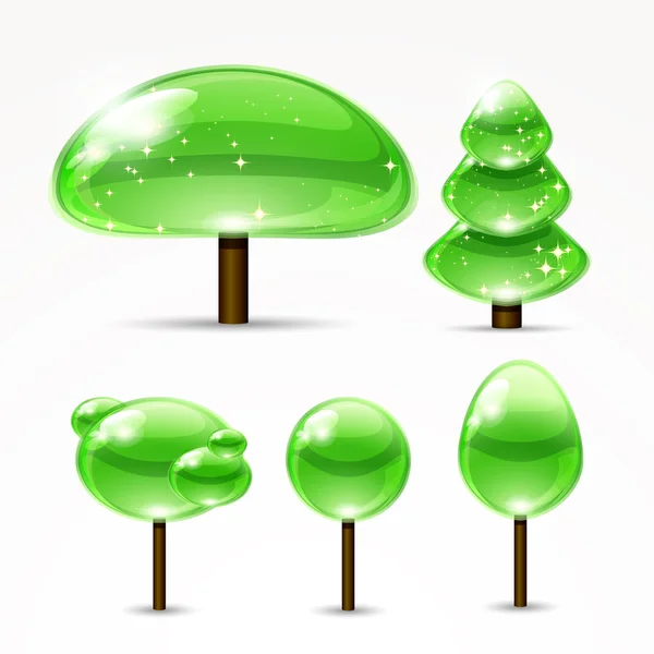 Árvores abstratas. Um conjunto de ícones brilhantes . — Vetor de Stock
