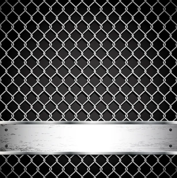 Kovový plot na tmavém pozadí. — Stockový vektor