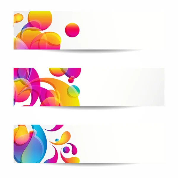 Abstrakt web banners med färgglada arc-släpp för din www design — Stock vektor
