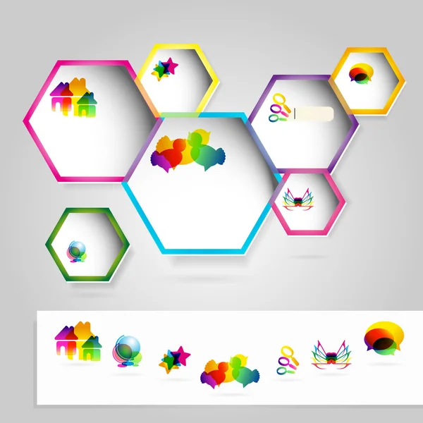 Ventanas web con iconos de colores . — Archivo Imágenes Vectoriales