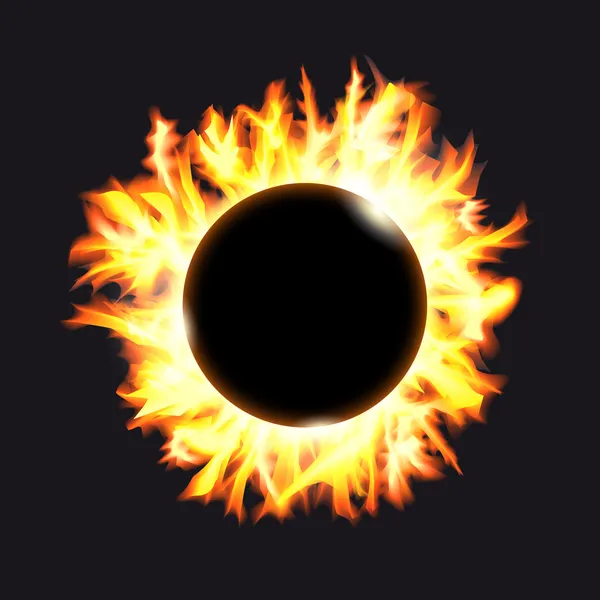 Eclipse solar. Marco de protuberancias solares sobre fondo oscuro — Vector de stock