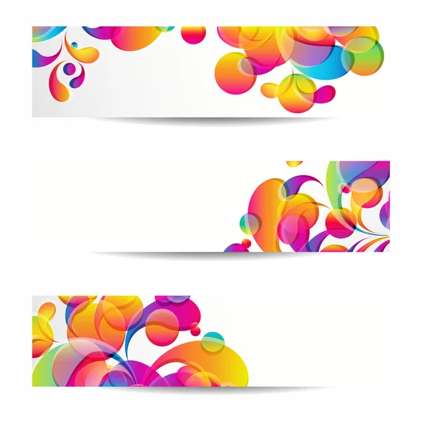 Abstract web banners with colorful arc-drop for your www design — Stock Vector