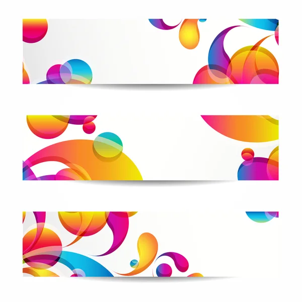 Banderas web abstractas con arco de colores para su diseño www — Vector de stock