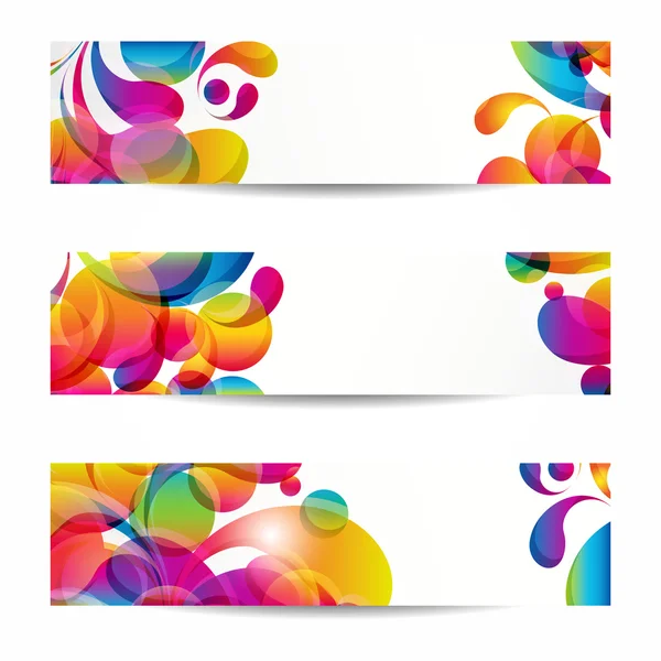 Abstrakt web banners med färgglada arc-släpp för din www design — Stock vektor
