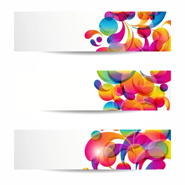 Bandeiras web abstratas com arco-gota colorido para o seu design www — Vetor de Stock