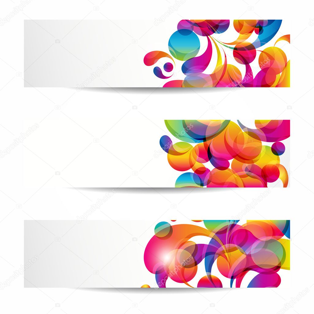 Abstract web banners with colorful arc-drop for your www design