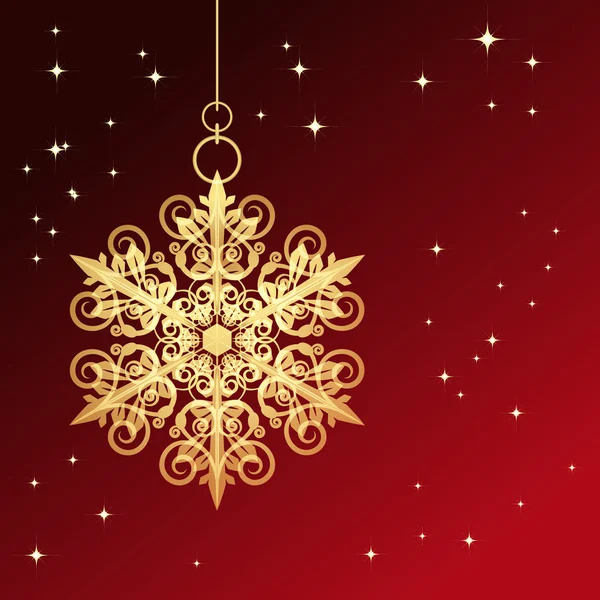 Tarjeta roja con copo de nieve de Navidad — Archivo Imágenes Vectoriales