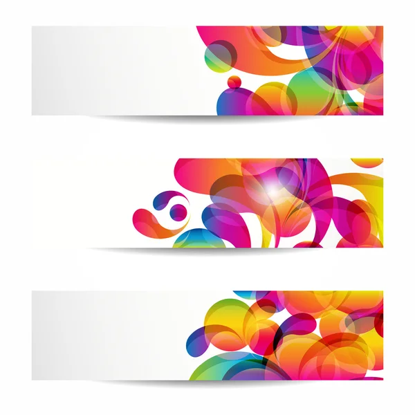 Bandeiras web abstratas com arco-gota colorido para o seu design www — Vetor de Stock