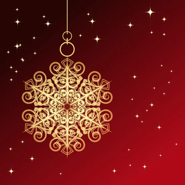 クリスマスの雪の結晶を赤いカード — ストックベクタ