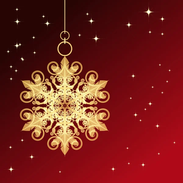 Carton rouge avec flocons de neige de Noël — Image vectorielle
