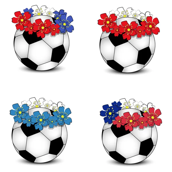 Piłki nożnej z kwiatowy flagi narodowe — Wektor stockowy