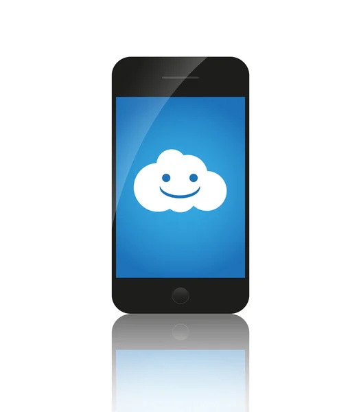 Cloud computing su dispositivi mobili , — Vettoriale Stock