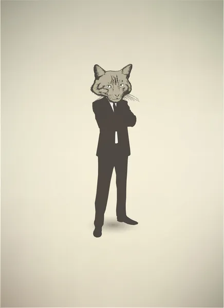 Hombre de negocios Cat — Vector de stock