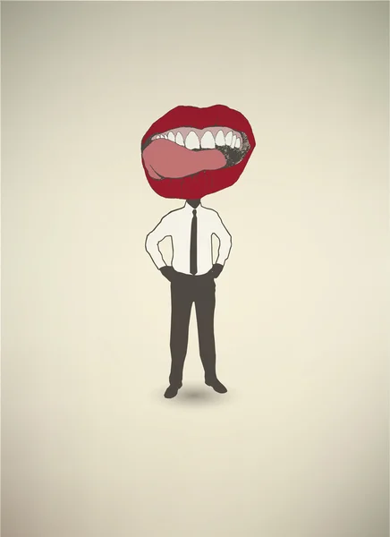 Cartel conceptual. El hombre de negocios Mouth — Archivo Imágenes Vectoriales