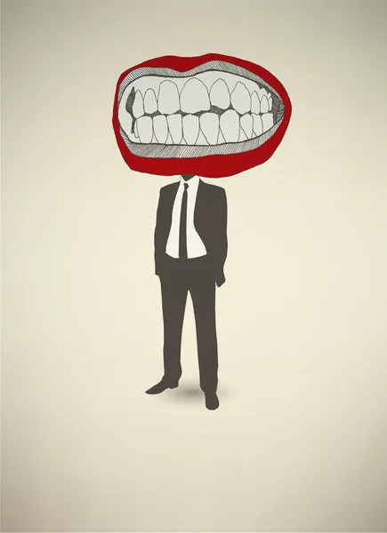 Konzeptionelles Plakat. der Mund des Geschäftsmannes — Stockvektor