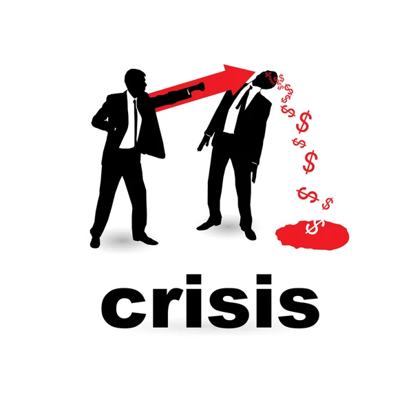 El concepto de la crisis financiera. Duelo de dos hombres de negocios . — Archivo Imágenes Vectoriales