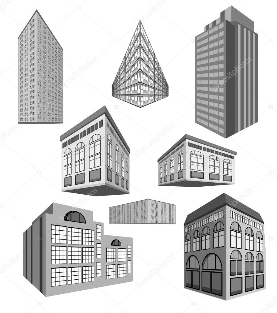 Vector set of buildings
