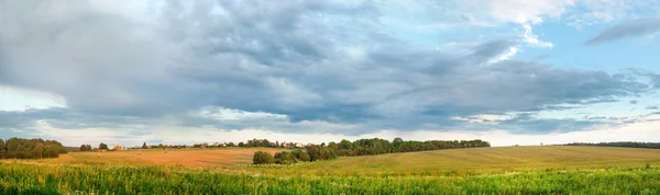 緑の野原と田園風景のパノラマ — ストック写真