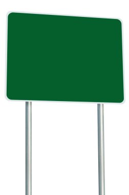 Blank Green Road Sign Isolated, Large Perspective Copy Space clipart