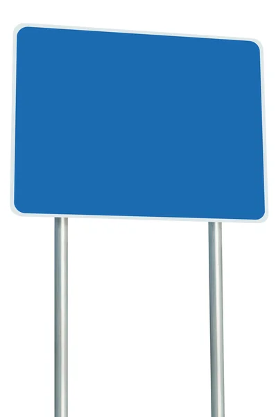 Signo de carretera azul en blanco aislado, gran espacio de copia de perspectiva — Foto de Stock