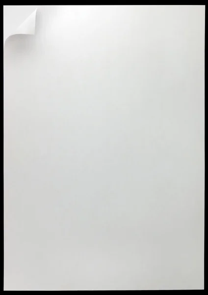 Witte pagina krul achtergrond geïsoleerd op zwart — Stockfoto