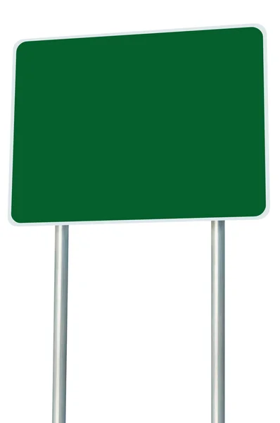 空白绿色道路标志隔绝，大角度副本空间 — 图库照片