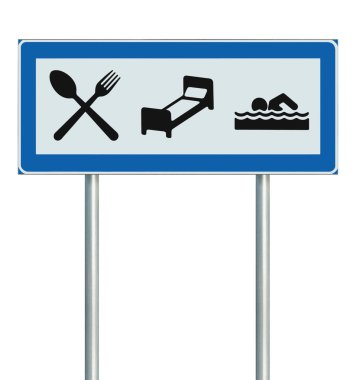 Parking Lot Road Sign Isolated, Restaurant, Hotel Motel, Swimmin clipart
