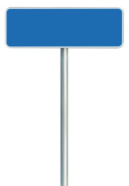 boş mavi yol işareti izole, büyük beyaz bir çerçeve çerçeveli yol kenarı
