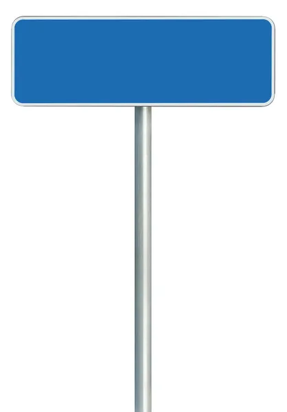 Panneau de route bleu vierge isolé, grand cadre blanc encadré au bord de la route — Photo