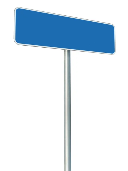 Blank Blue Road Sign Isolated, Large Perspective Copy Space — Stock Photo, Image