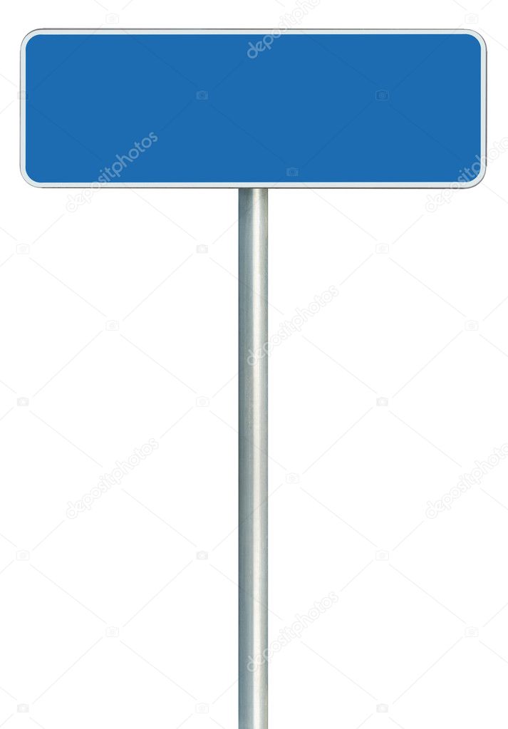 Blank Blue Road Sign Isolated, Large White Frame Framed Roadside
