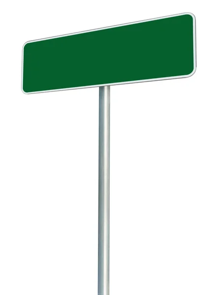 Roadsid boş yeşil yol işareti izole, büyük beyaz çerçeve çerçeveli — Stok fotoğraf
