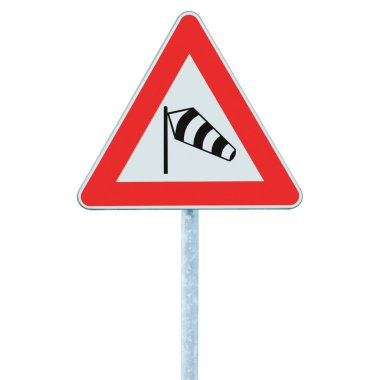 Sudden side cross winds likely ahead road sign, isolated traffic clipart