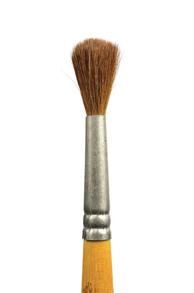 Pennello, isolato vecchio pennello usato pennello capelli naturali setola m — Foto Stock