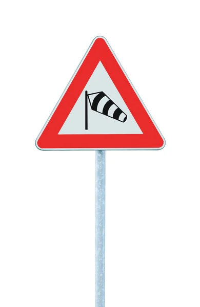 Sudden side cross winds likely ahead road sign, isolated traffic — Stock Photo, Image
