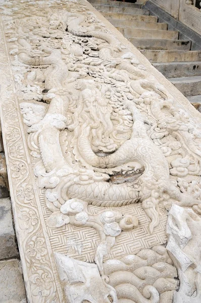 Carving Dragon and Phoenix Pattern — Stock Photo, Image