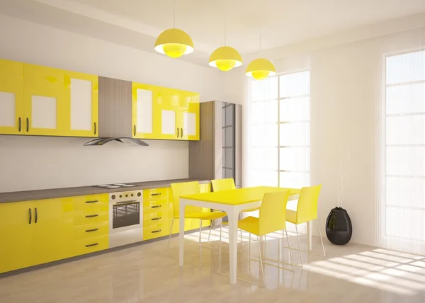 Gelbe moderne Küche — Stockfoto